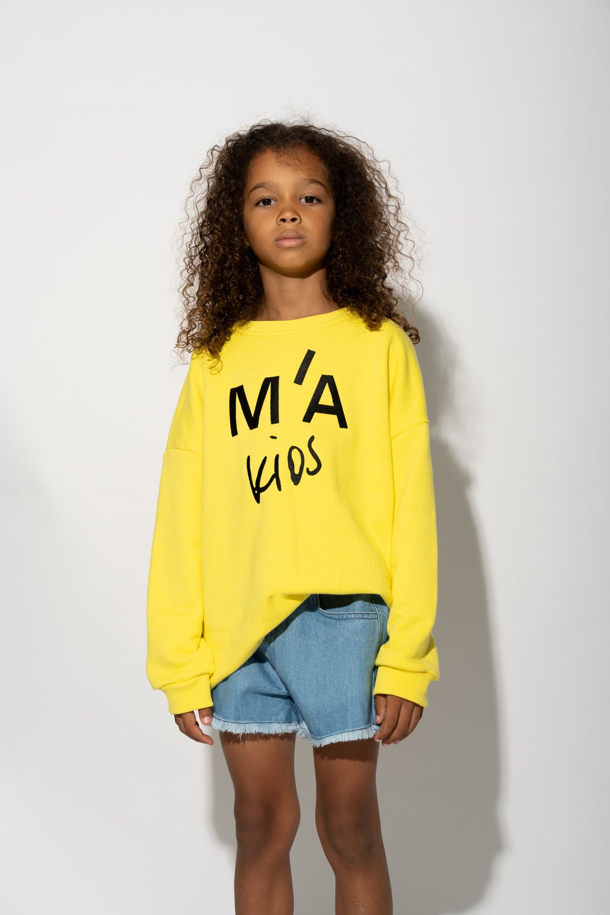 YELLOW SWEATSHIRT WITH EMBROIDERED LOGO MA KIDS