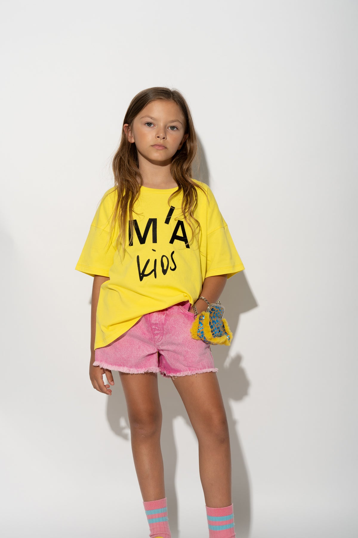 YELLOW T-SHIRT WITH EMBROIDERED LOGO makids