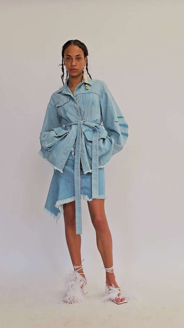 BLUE ROUND SLEEVE MULTI POCKET JACKET marques almeida