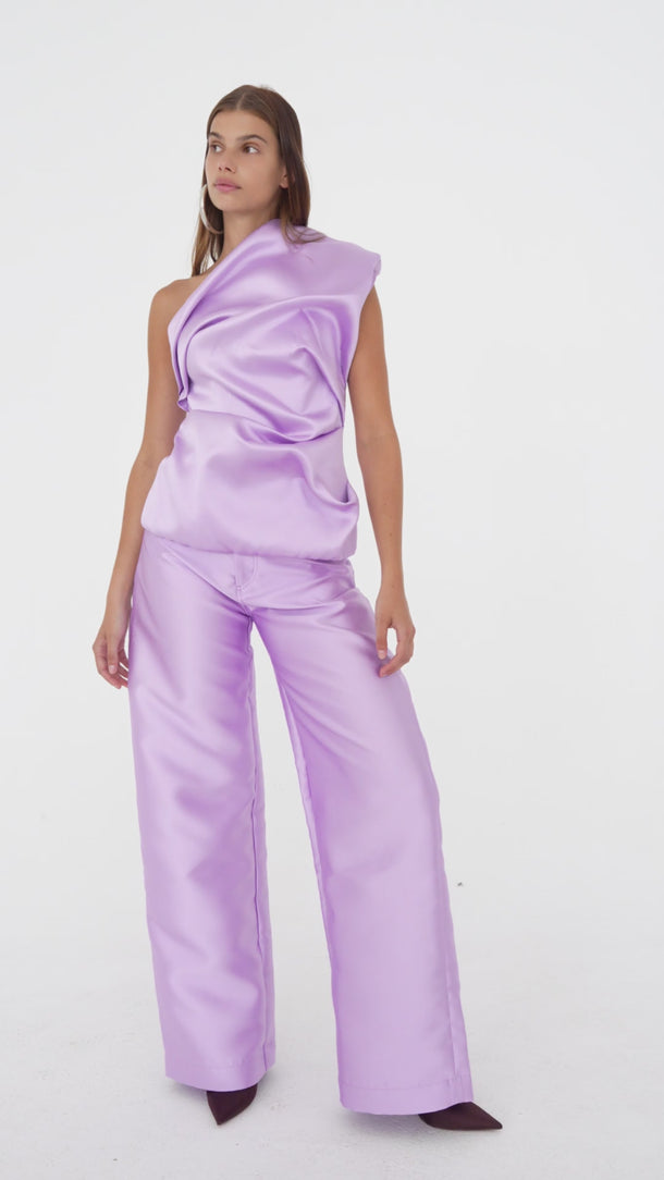 LILAC HEAVY SATIN BOYFRIEND TROUSERS marques almeida