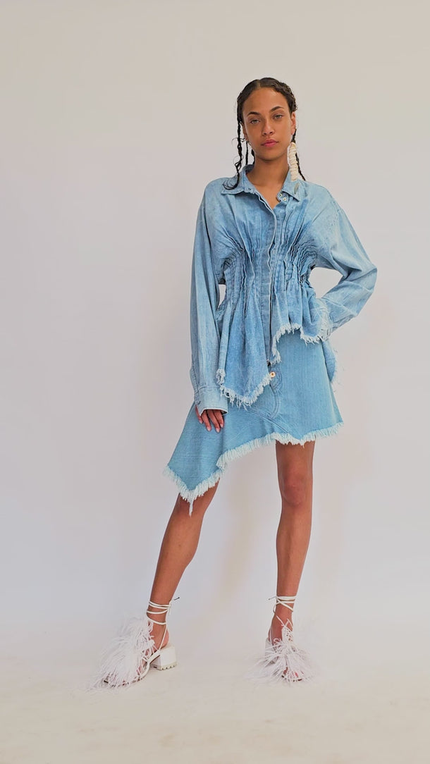 CHAMBRAY PLEATED SHIRT marques almeida