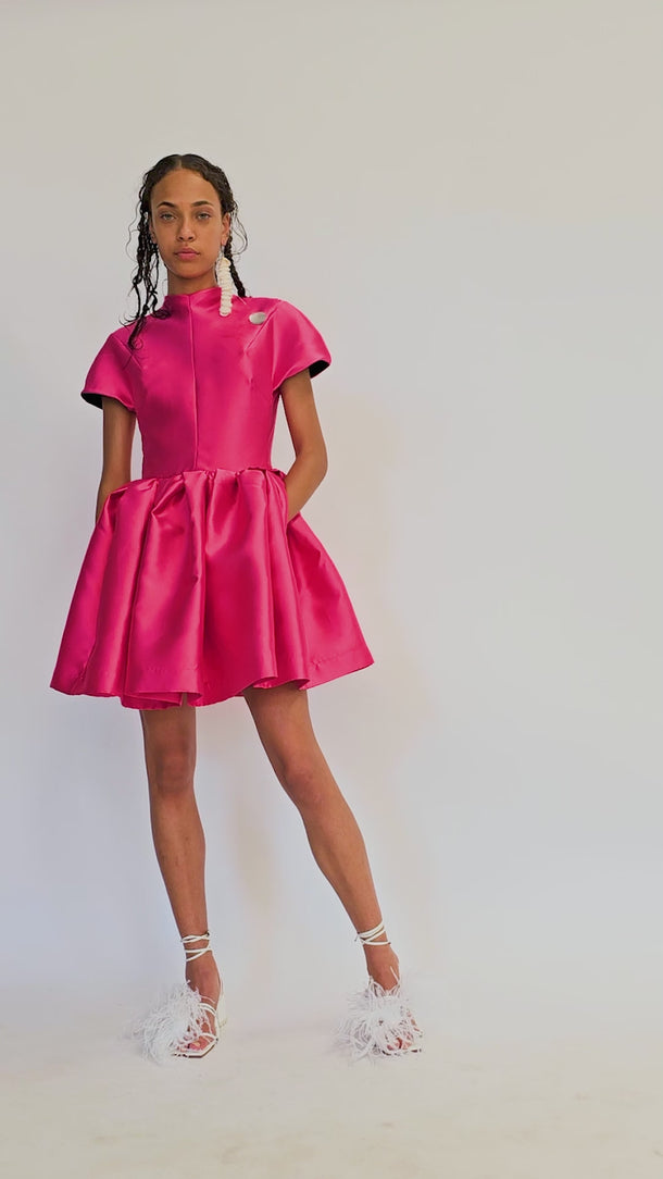 PINK SHORT SLEEVE PUFF SKIRT DRESS marques almeida