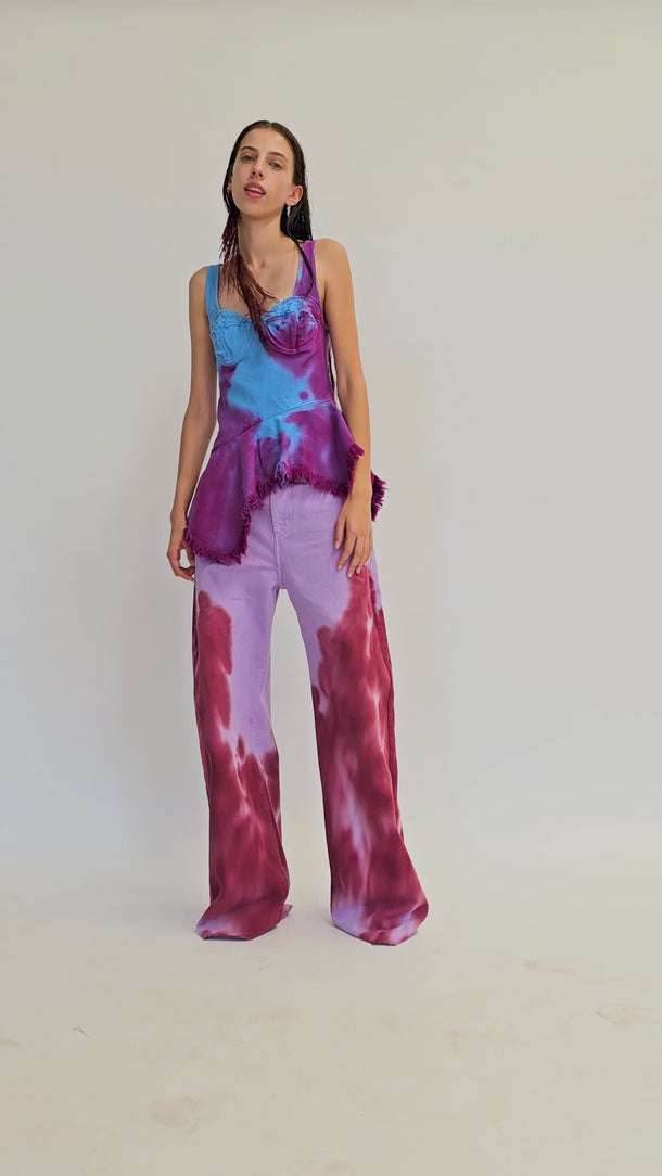 DRILL TIE DYE PEPLUM CORSET TOP marques almeida