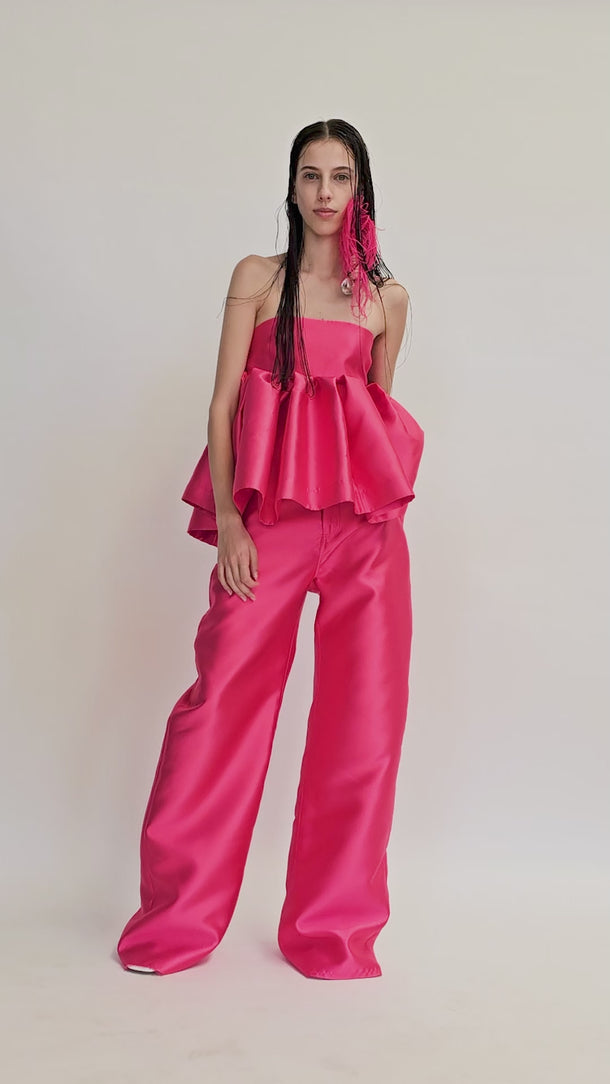 PINK STRAPLESS PEPLUM TOP marques almeida