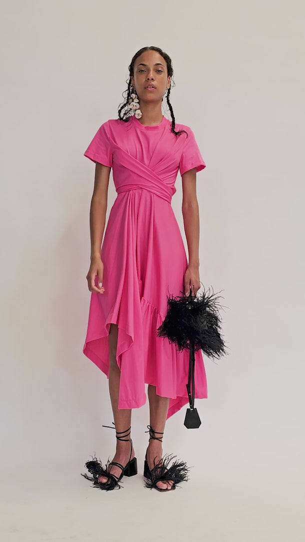 PINK CROSS WAIST DRAPE T-SHIRT DRESS marques almeida