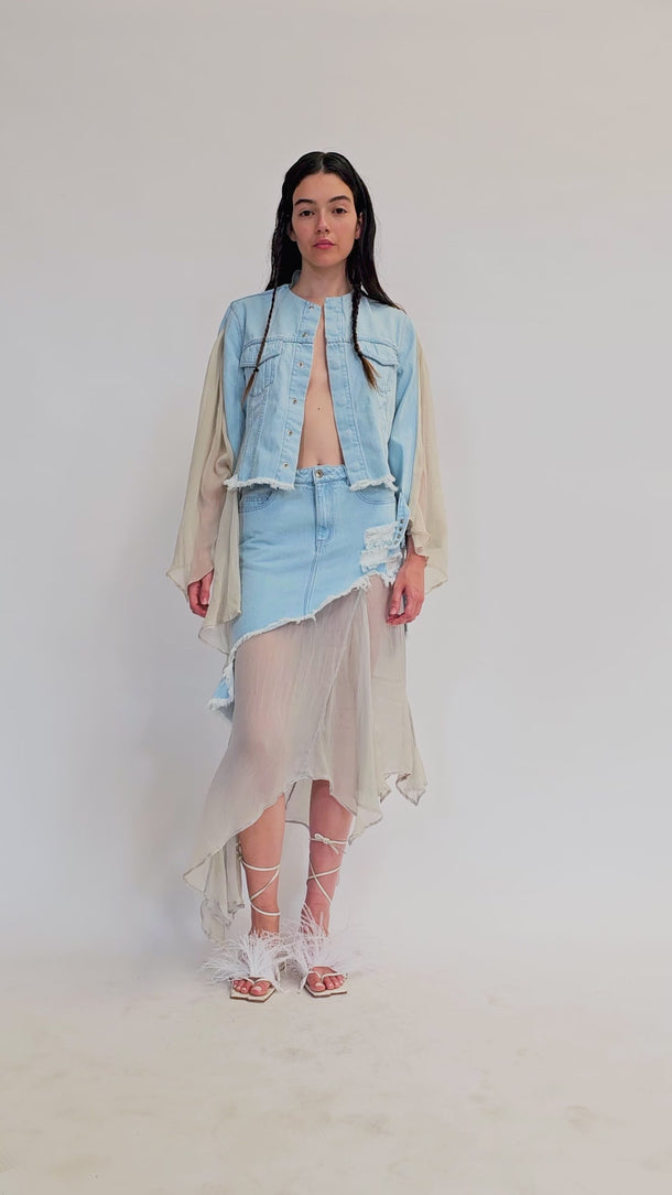 DENIM CHIFFON FITTED JACKET marques almeida