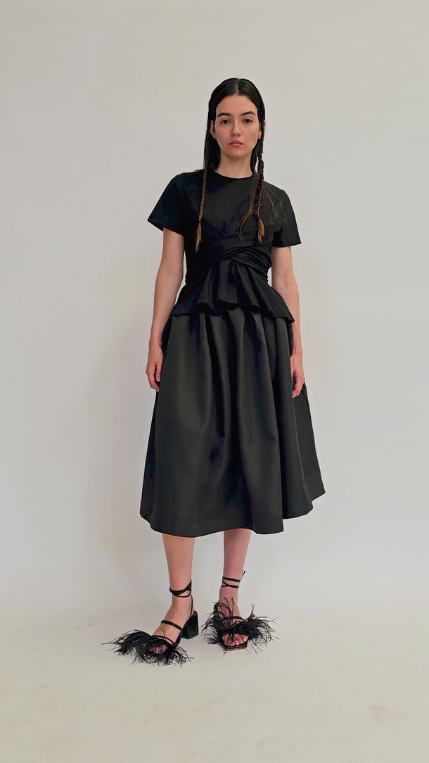 BLACK CROSS WAIST DRAPE T-SHIRT marques almeida