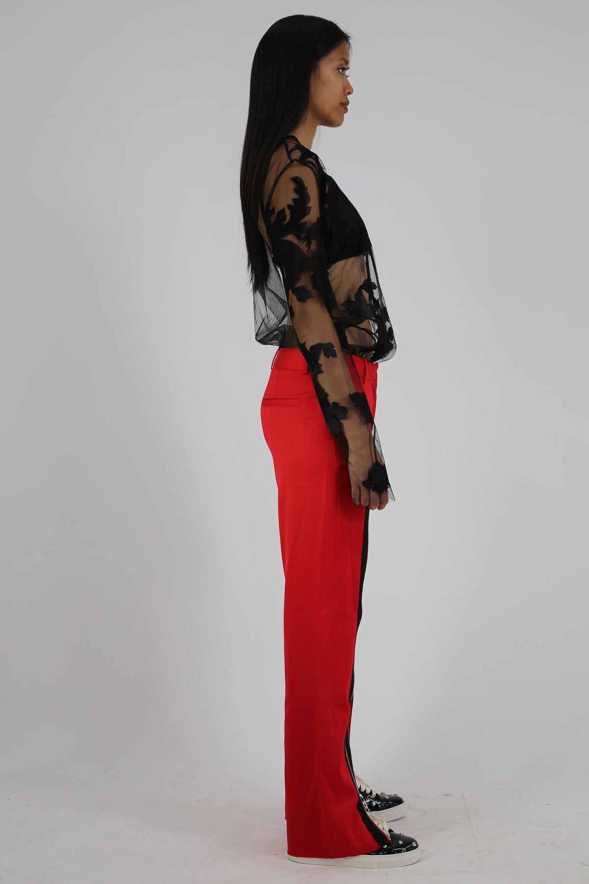PRE-OWNED / RED ZIP FRONT TAILORED TROUSERS - marques-almeida-dev