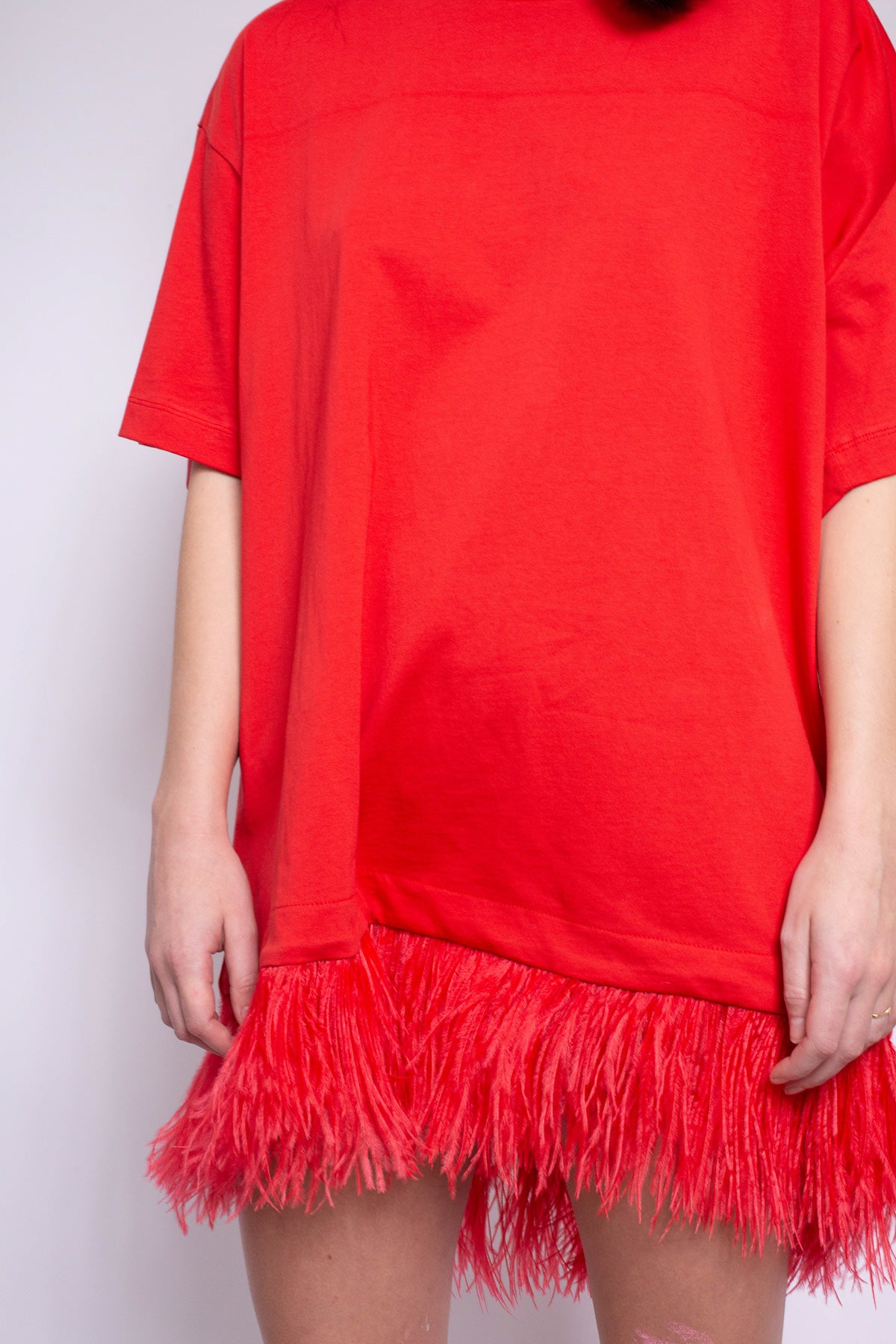 FEATHER HEM TOP IN RED - marques-almeida-dev
