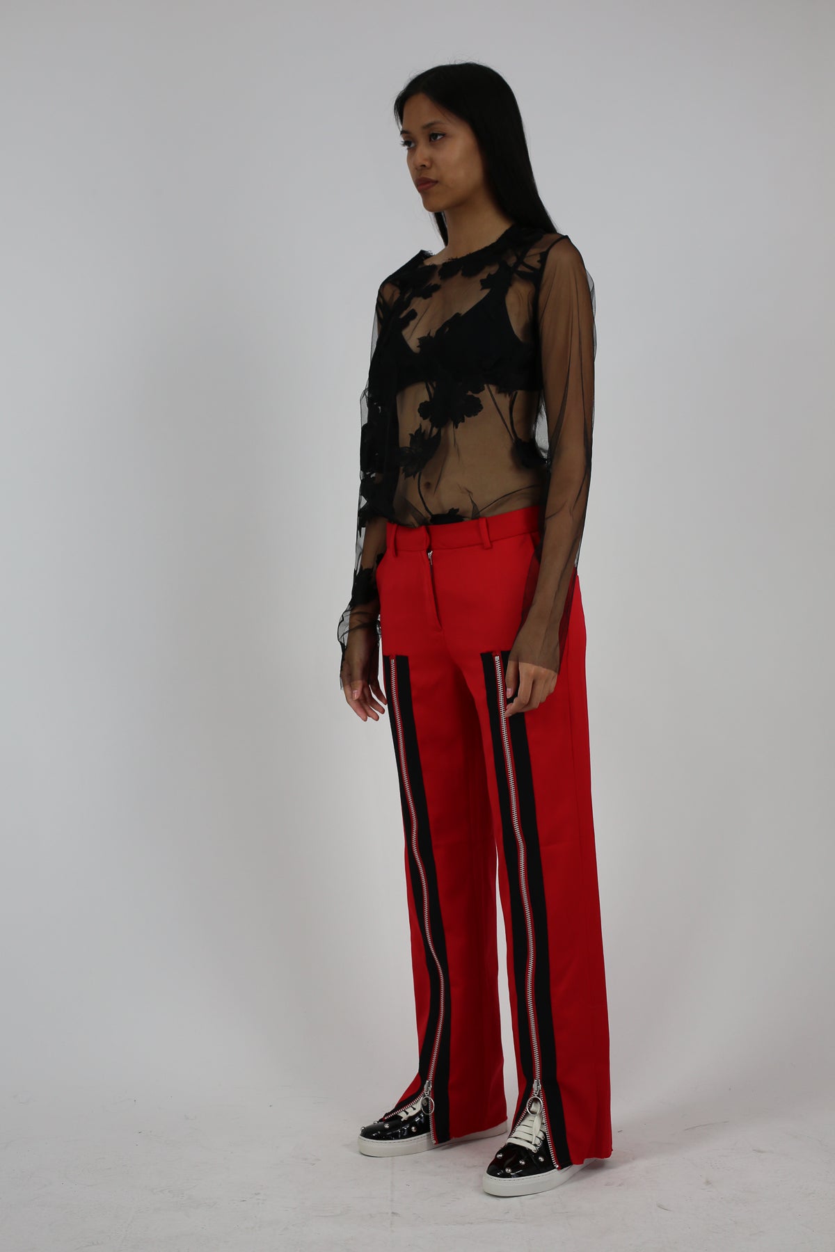 PRE-OWNED / RED ZIP FRONT TAILORED TROUSERS - marques-almeida-dev