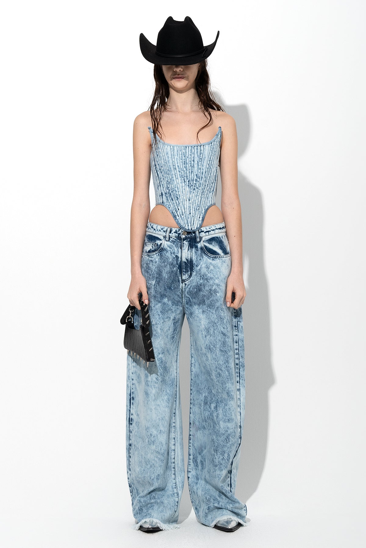 ACID WASH DENIM SHAPED CORSET marques almeida