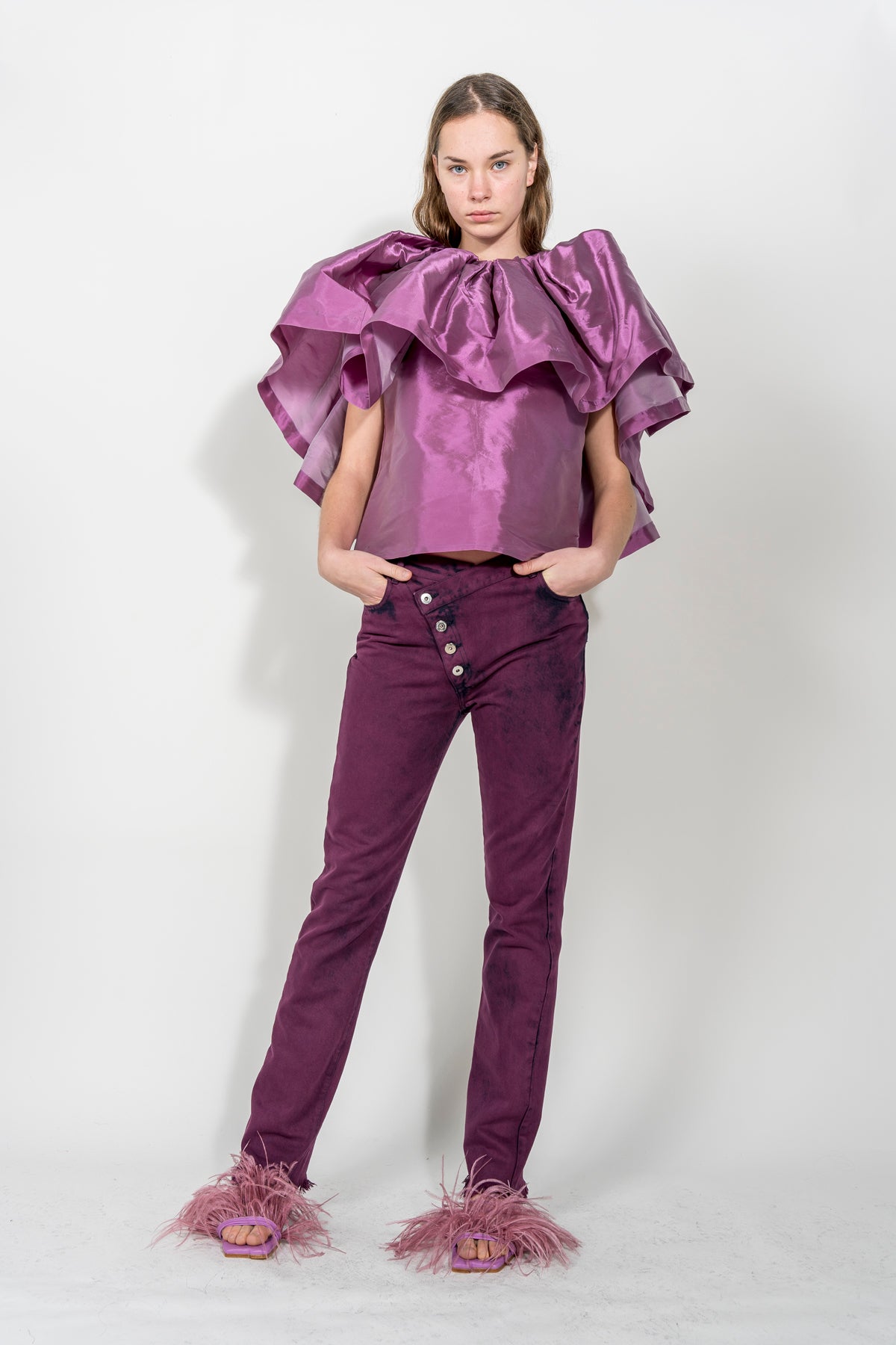 LILAC PLEATED CAP TOP MARQUES ALMEIDA