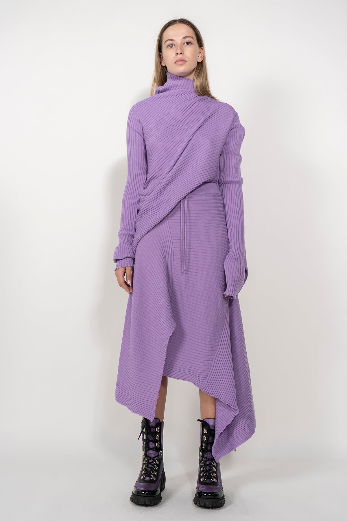 CLASSIC M'A DRAPED MERINO SKIRT IN LILAC MARQUES ALMEIDA