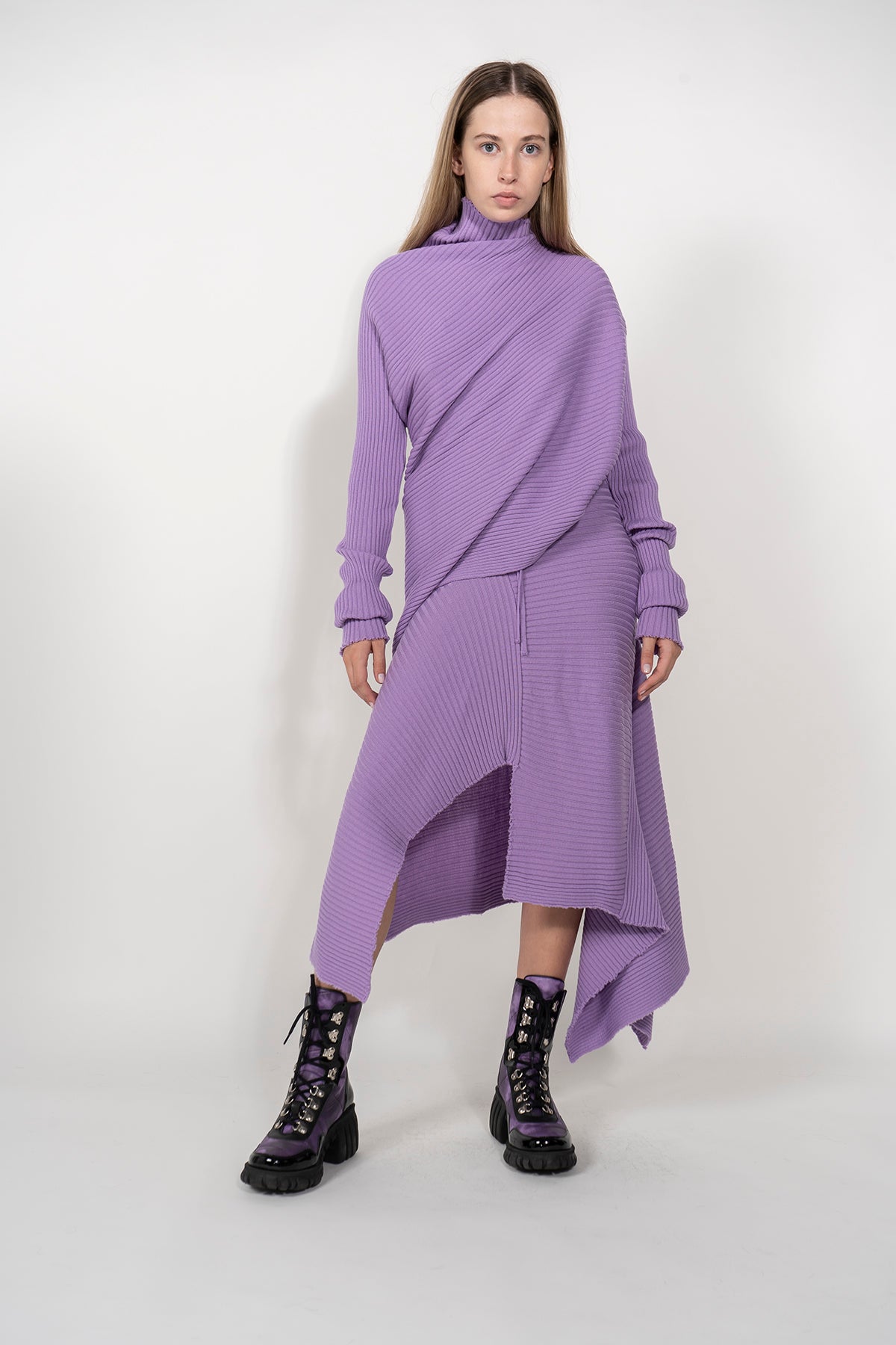 CLASSIC M'A DRAPED MERINO SKIRT IN LILAC MARQUES ALMEIDA