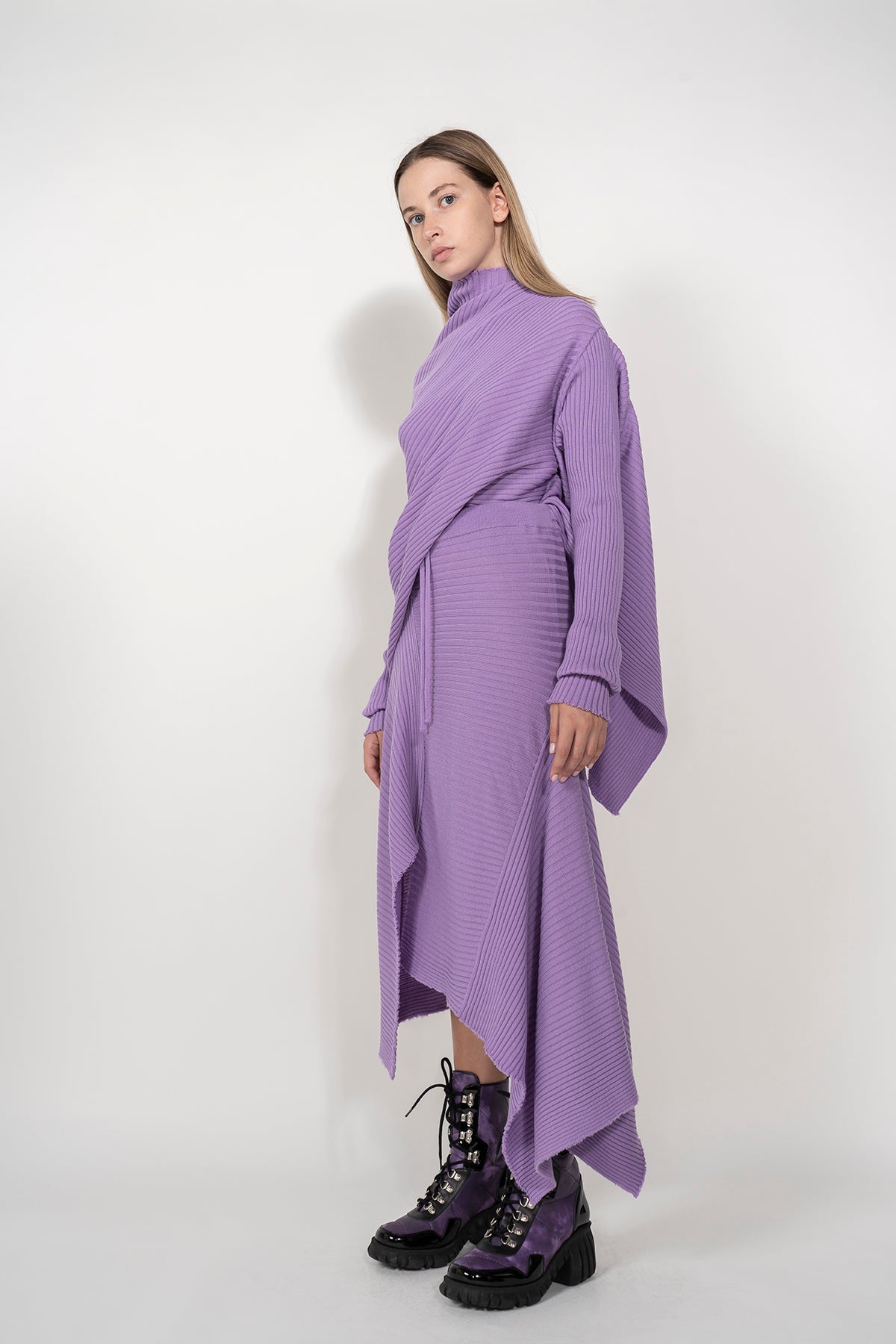 CLASSIC M'A DRAPED MERINO SKIRT IN LILAC MARQUES ALMEIDA