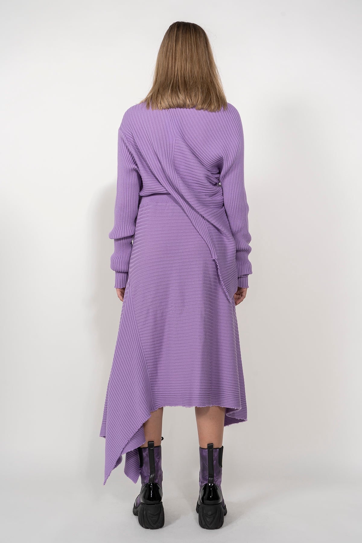 CLASSIC M'A DRAPED MERINO SKIRT IN LILAC MARQUES ALMEIDA