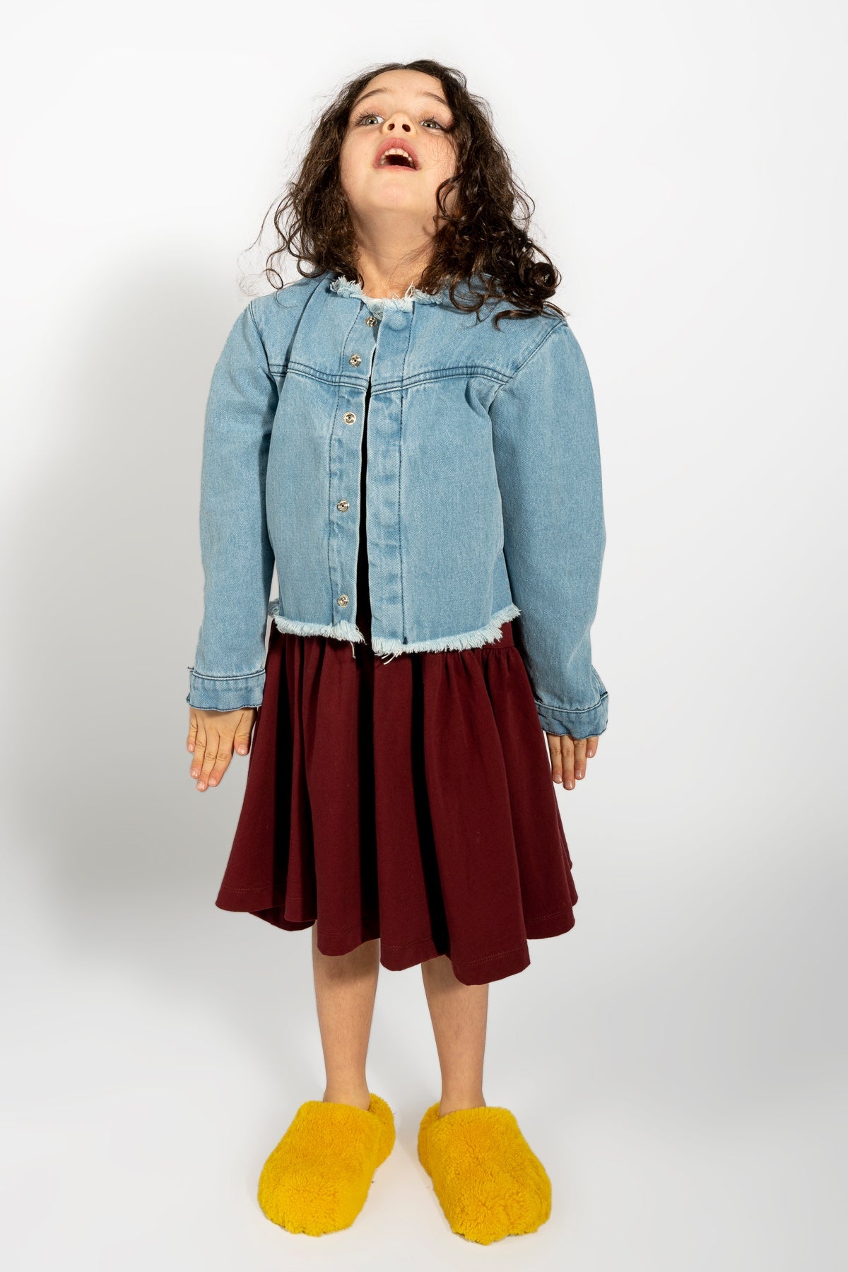 BABY BLUE DENIM COLLARLESS JACKET ma kids