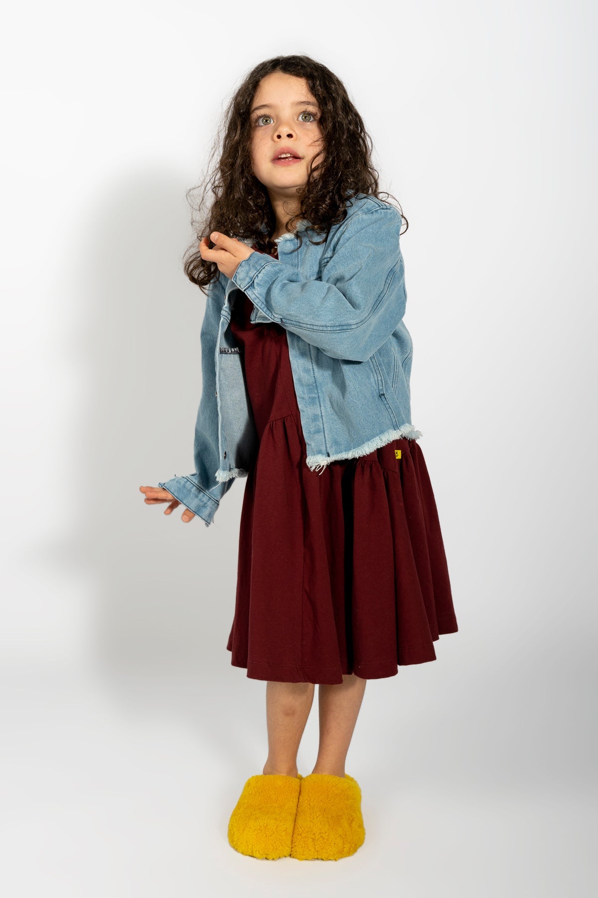 BABY BLUE DENIM COLLARLESS JACKET ma kids