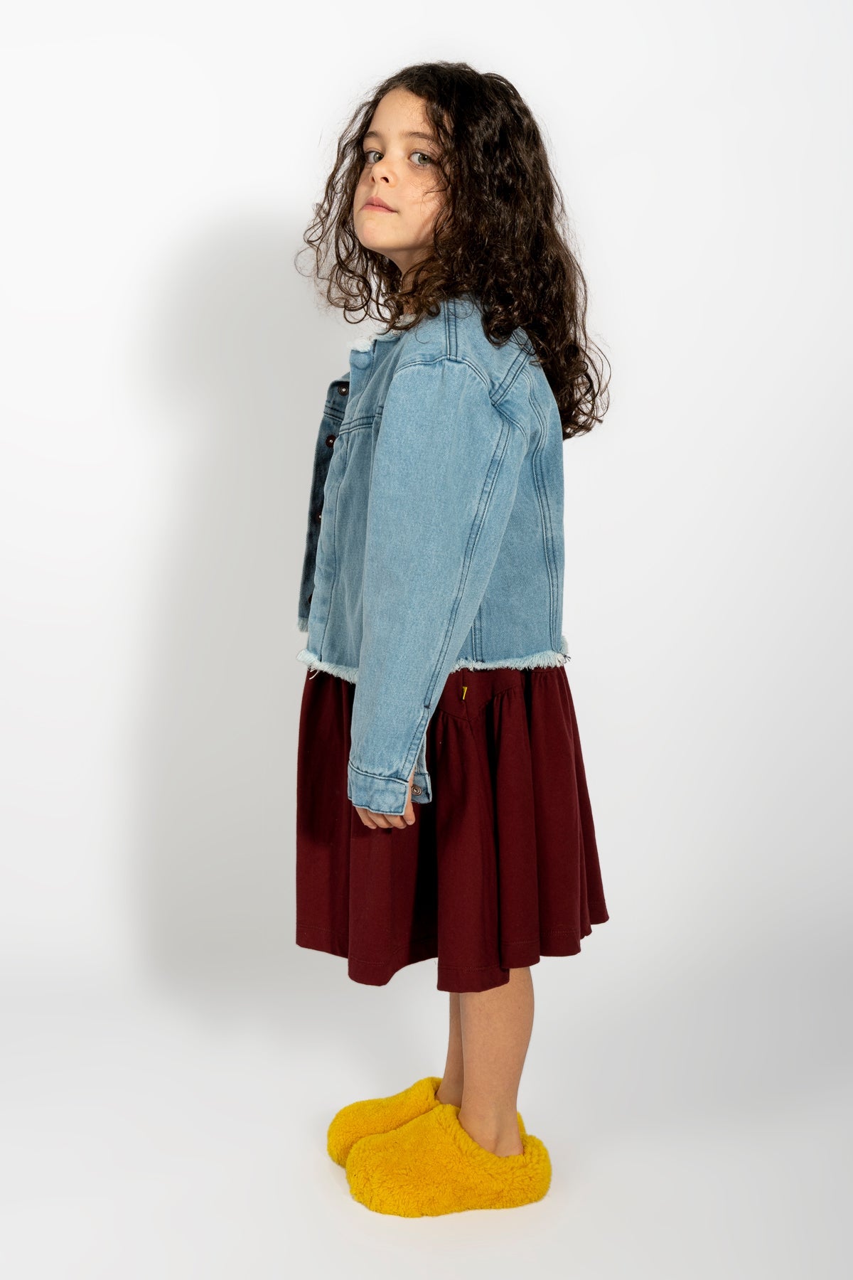 BABY BLUE DENIM COLLARLESS JACKET ma kids