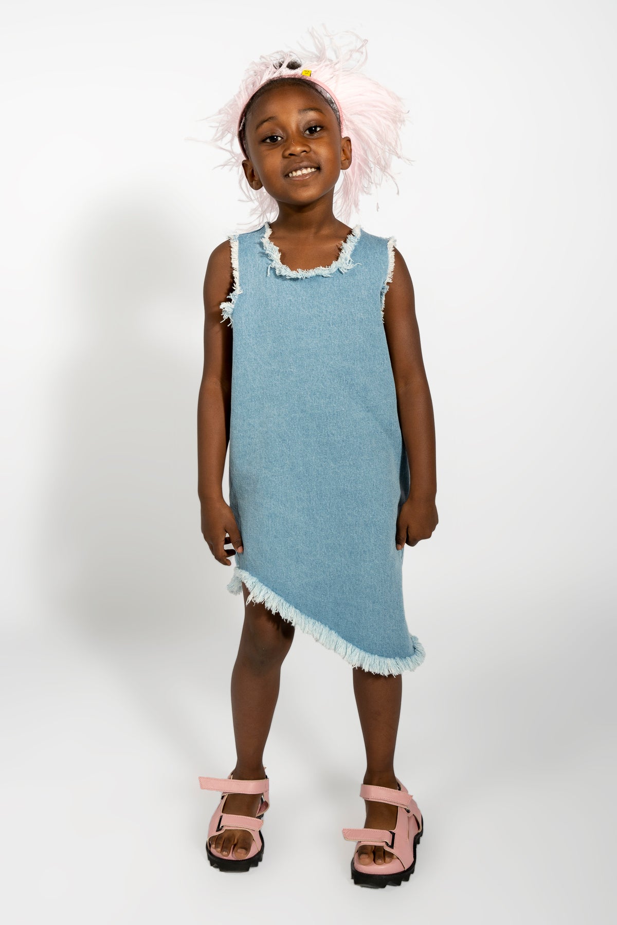 BABY BLUE DENIM SLEEVELESS DRESS ma kids