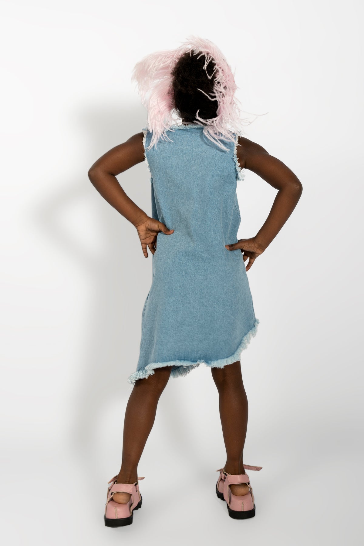 BABY BLUE DENIM SLEEVELESS DRESS ma kids