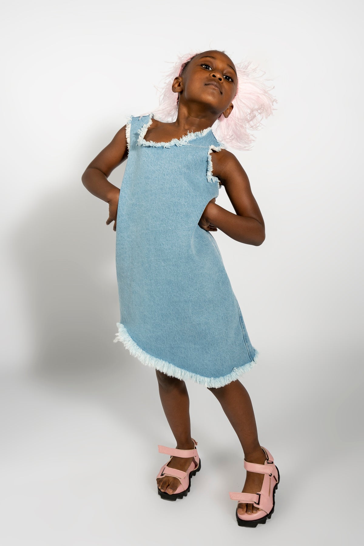 BABY BLUE DENIM SLEEVELESS DRESS ma kids