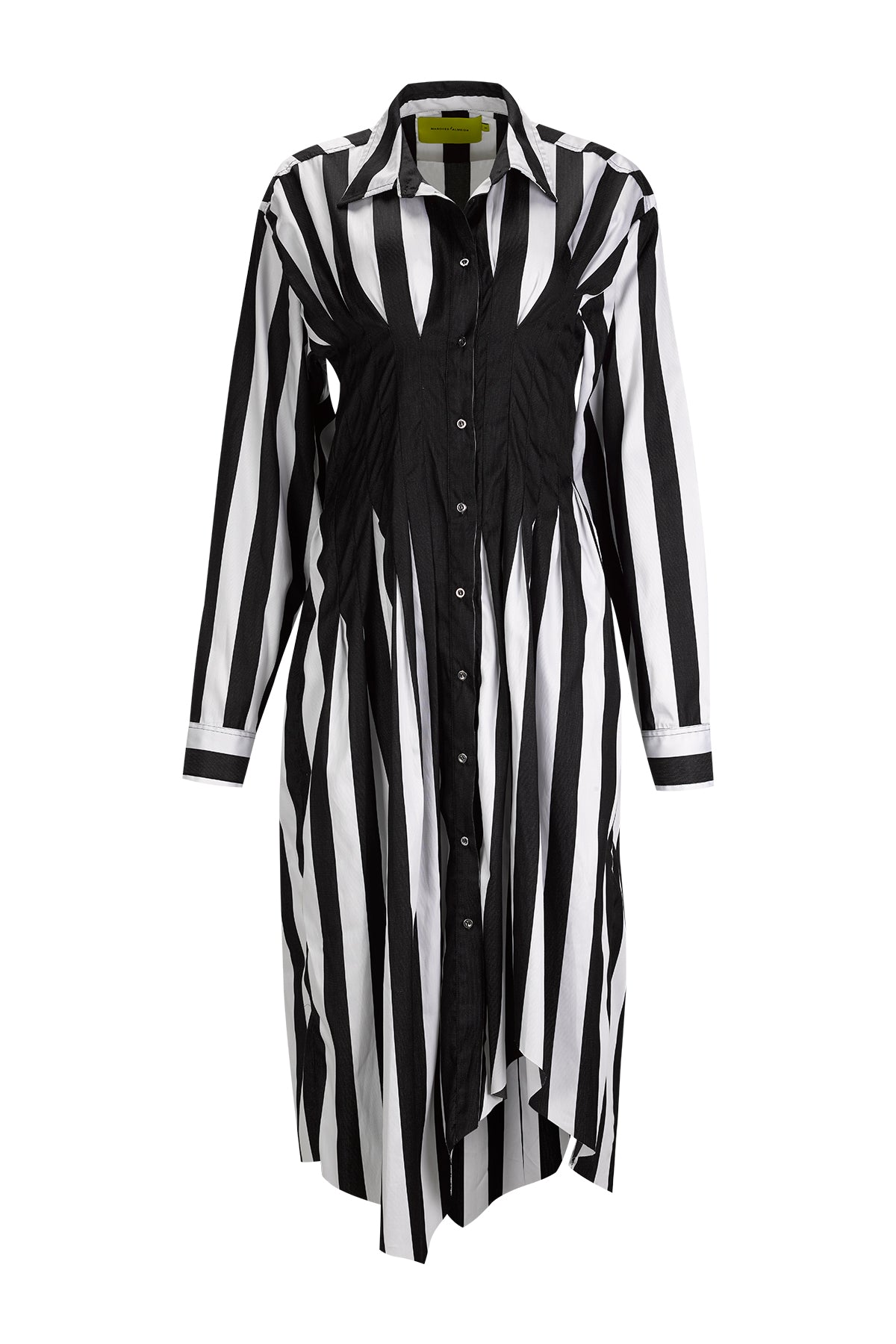 BLACK AND WHITE CINCHED SHIRT DRESS marques almeida