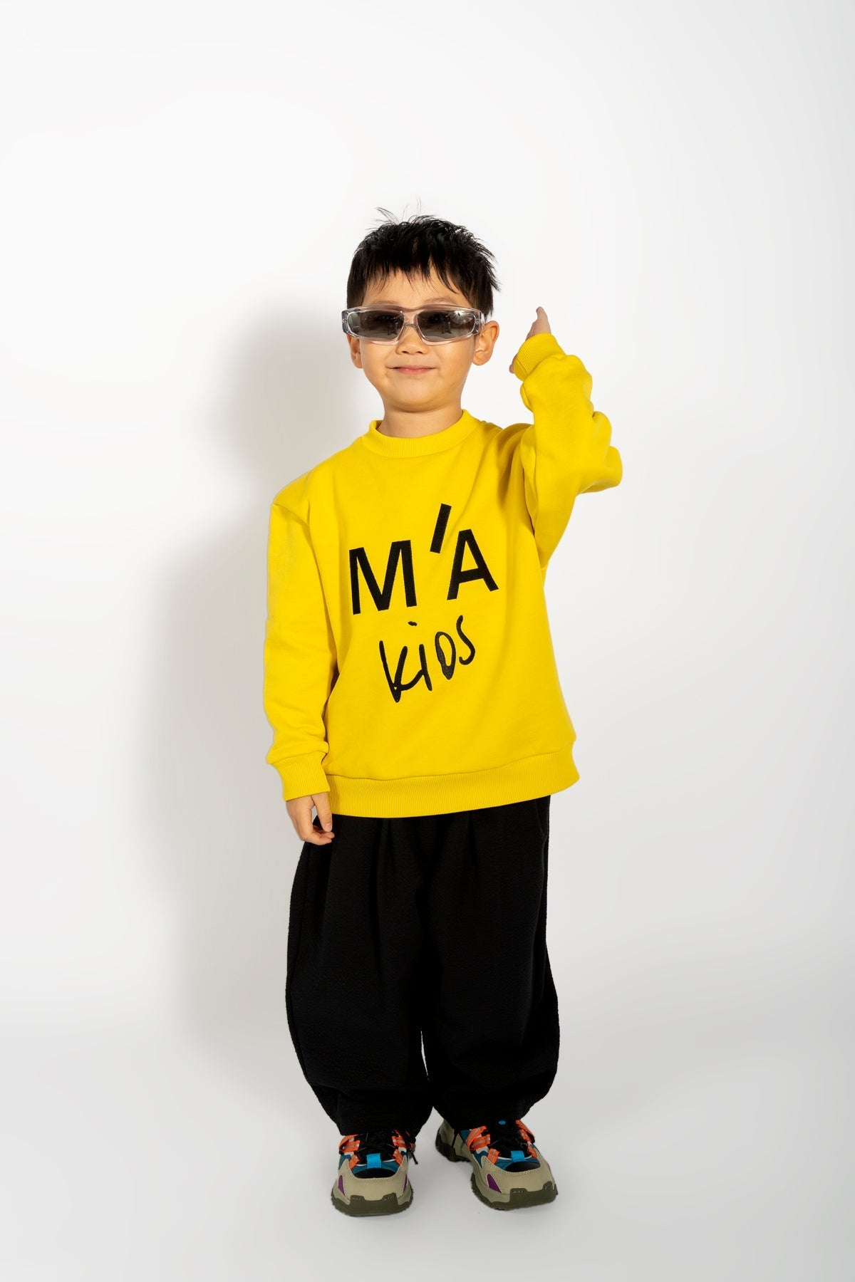 BLACK COTTON LOOSE TROUSERS MA KIDS