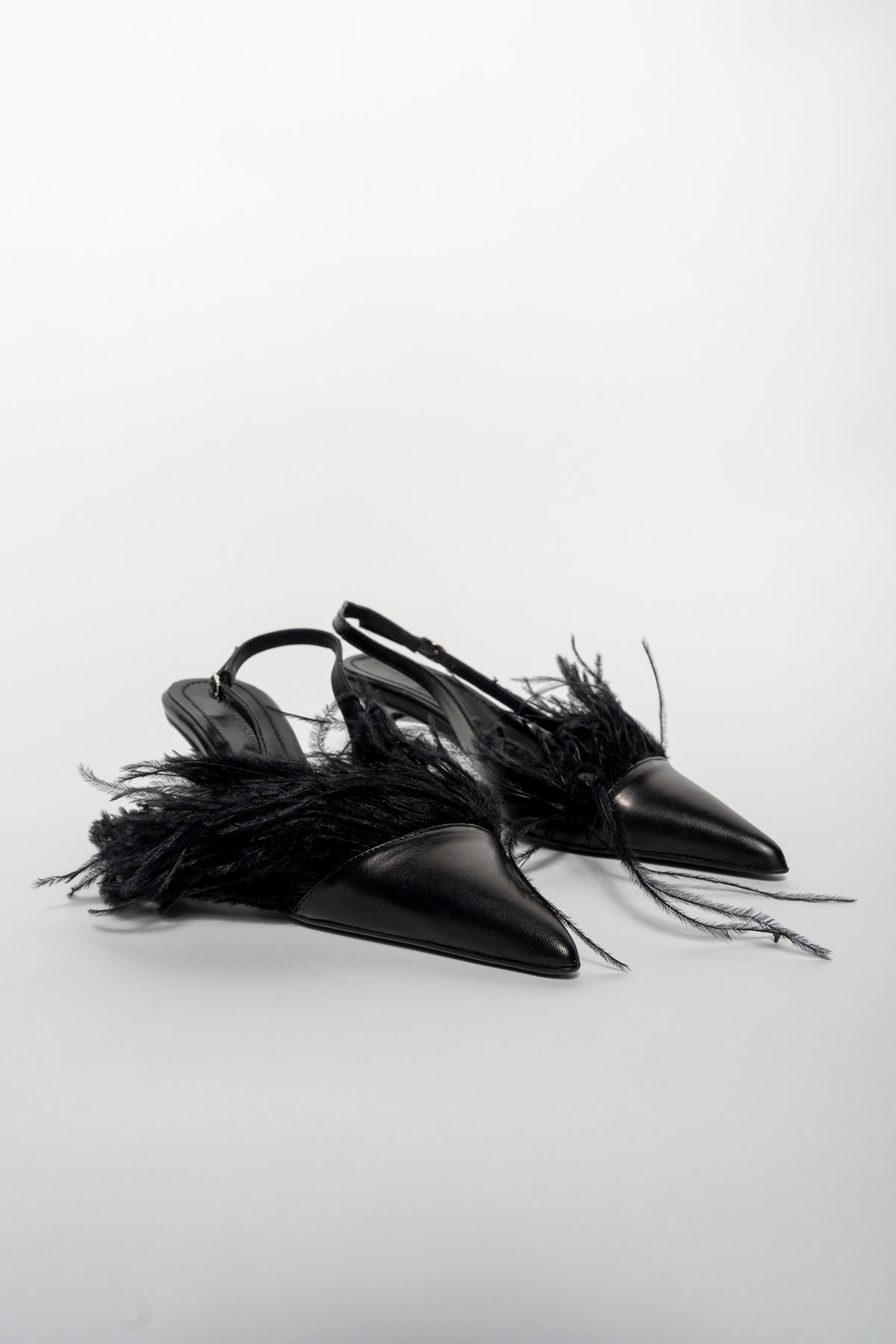 BLACK FEATHER SLING BACKS MARQUES ALMEIDA