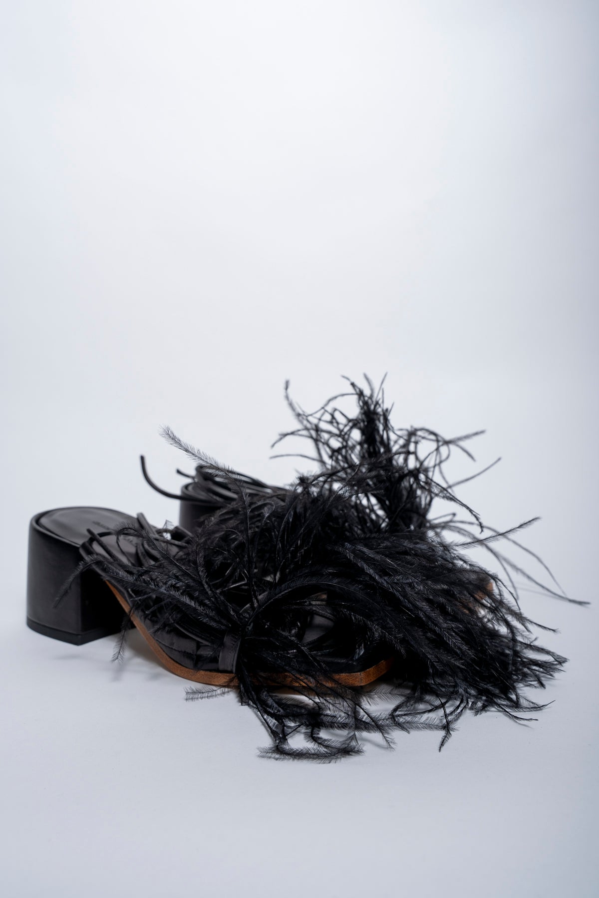 BLACK FEATHER STRAPPY SANDAL marques almeida