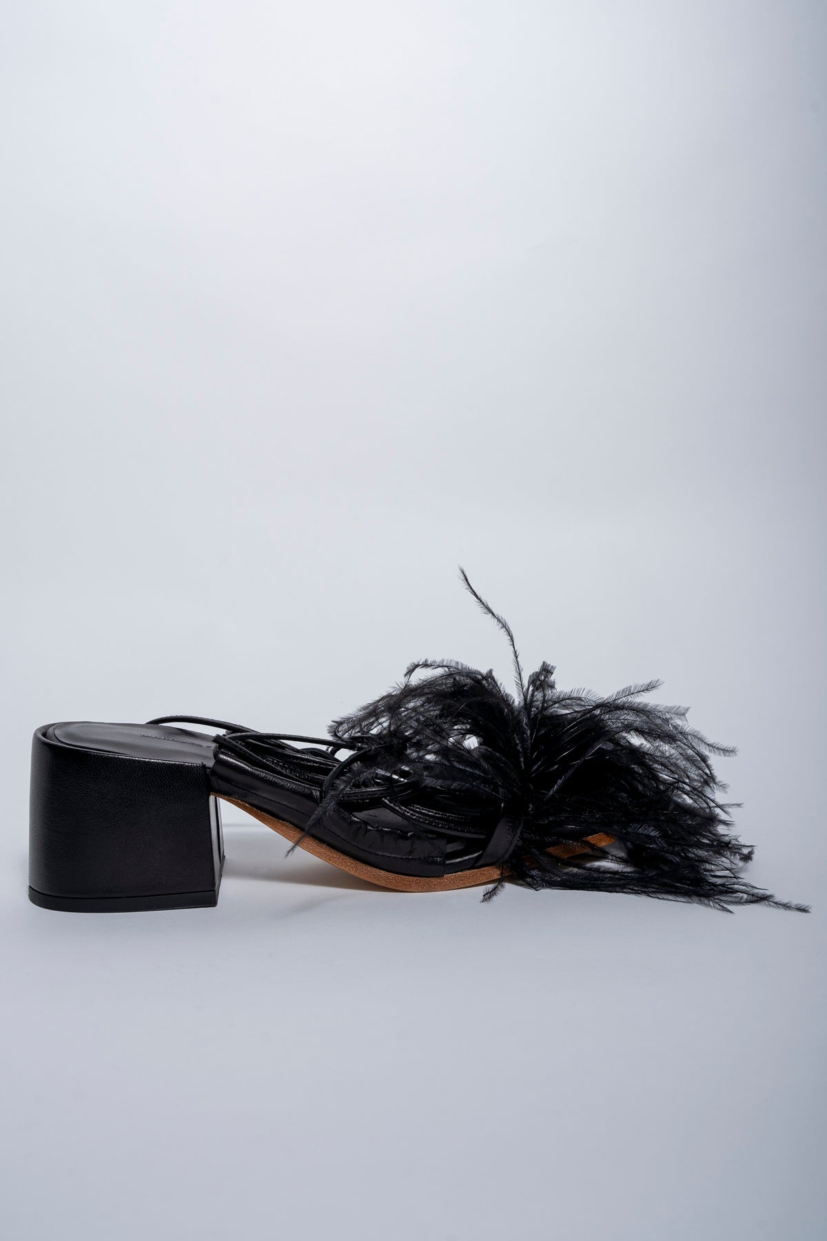 BLACK FEATHER STRAPPY SANDAL marques almeida