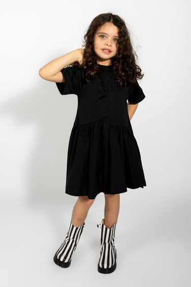 Black GATHERED JERSEY T-SHIRT DRESS 7 Years / Black Black GATHERED JERSEY T-SHIRT DRESS 7 Years / Black