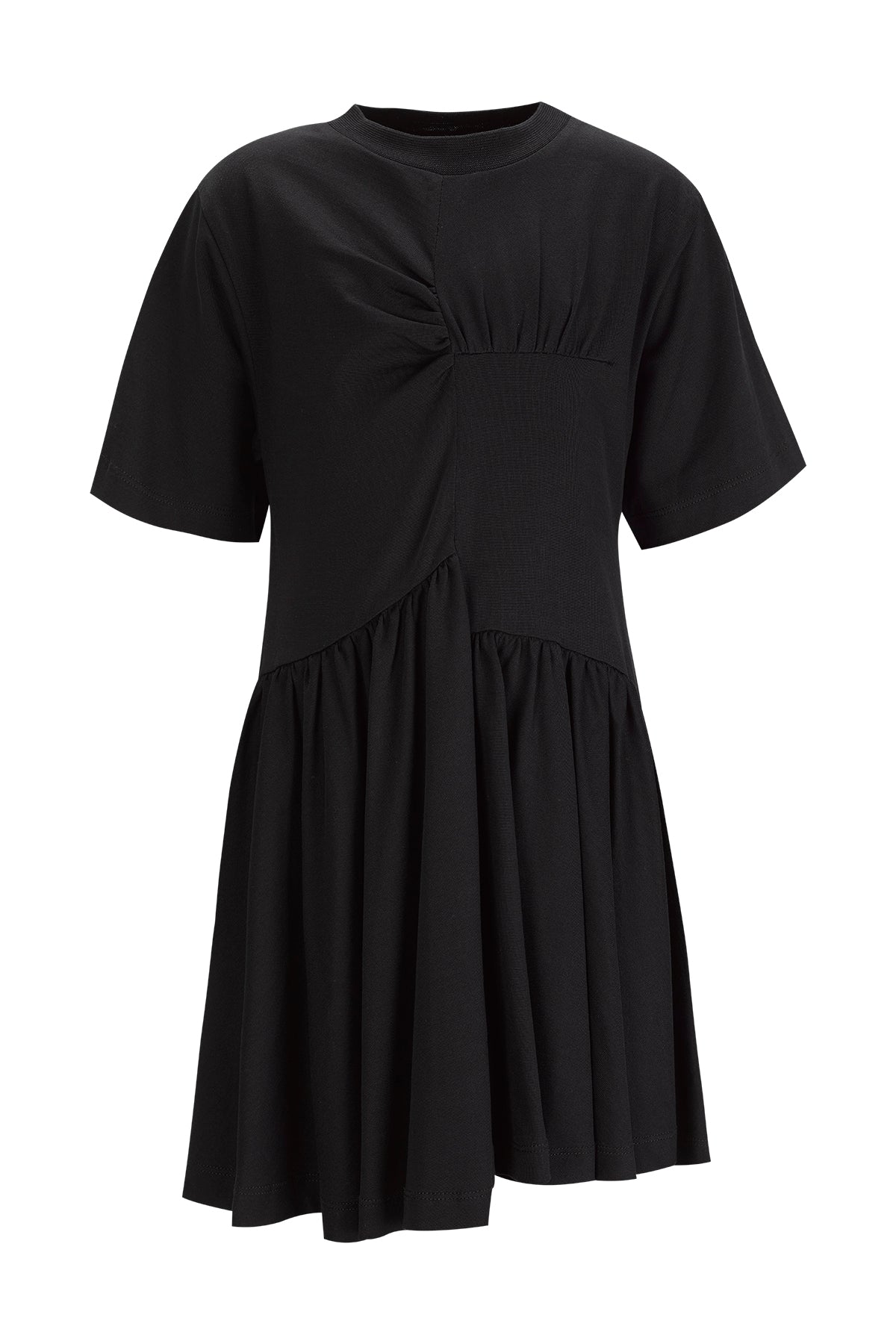 BLACK GATHERED JERSEY T-SHIRT DRESS MA KIDS