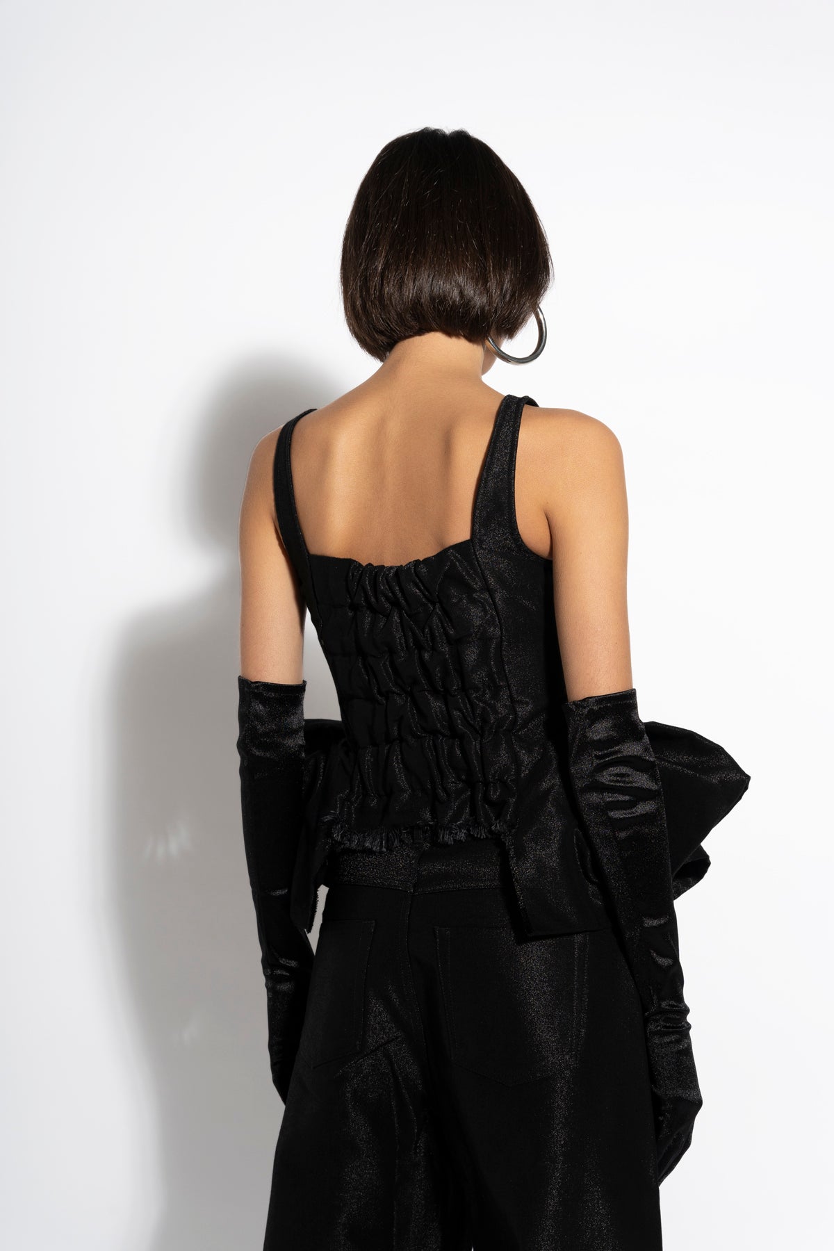 BLACK LUREX FITTED CORSET MARQUES ALMEIDA