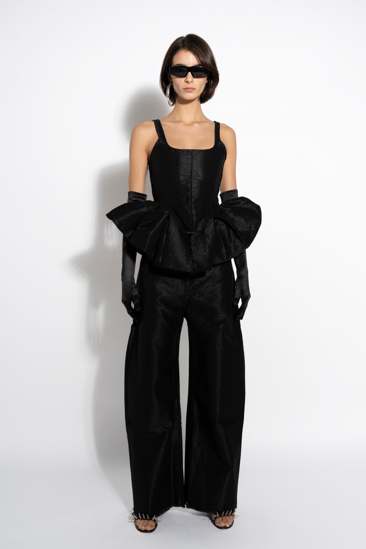 BLACK LUREX FITTED CORSET MARQUES ALMEIDA