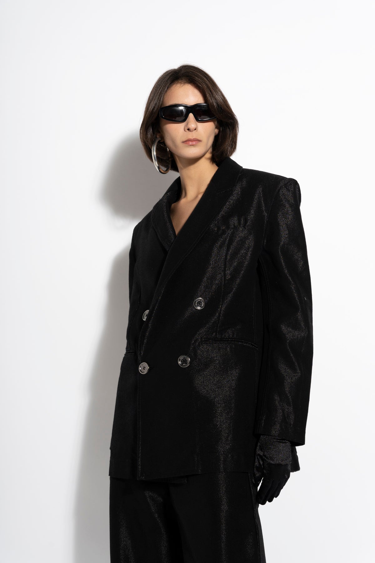 BLACK LUREX OVERSIZED BLAZER marques almeida