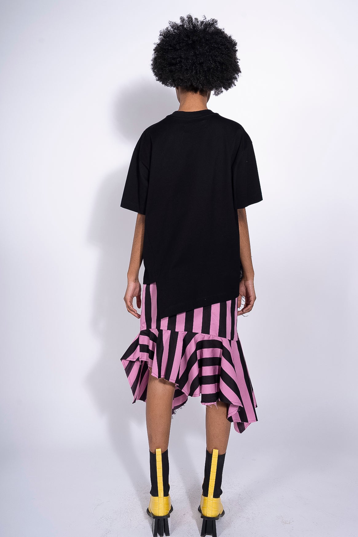 BLACK OVERSIZE T-SHIRT WITH SIDE FEATHERS marques almeida