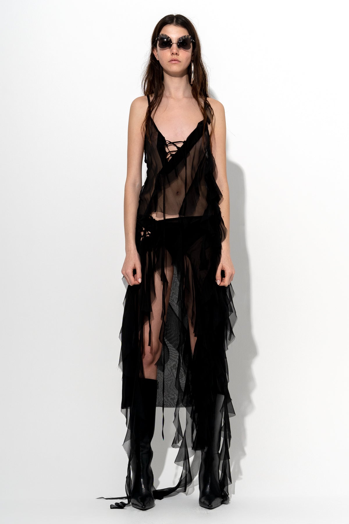 BLACK SILK STRAP TOP marques almeida