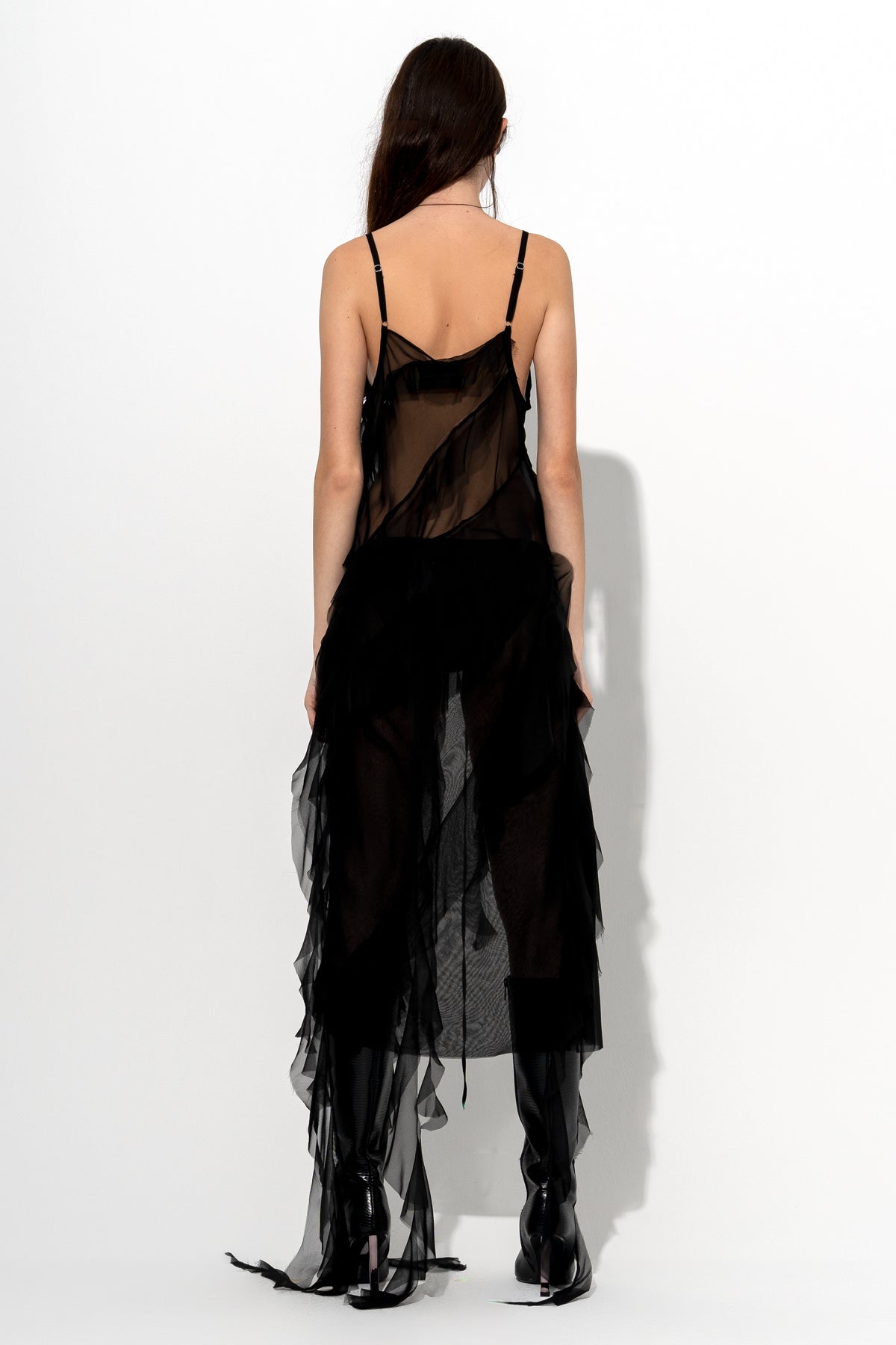 BLACK SILK STRAP TOP marques almeida