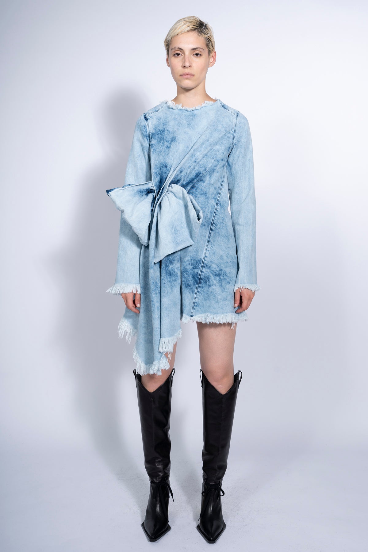 BLUE JANIS DRESS WITH FRONT PLEATS marques almeida