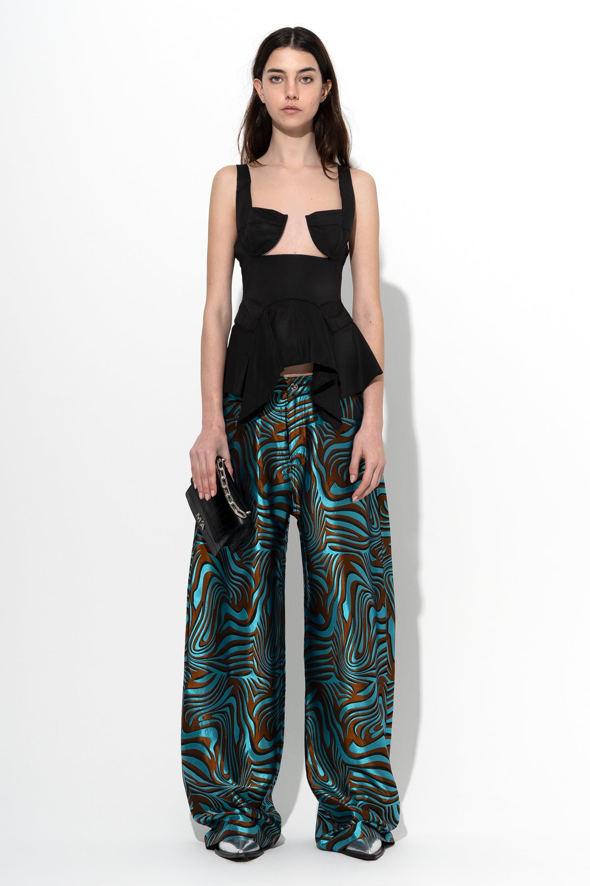 BLUE ZEBRA BROCADE BOYFRIEND TROUSERS marques almeida