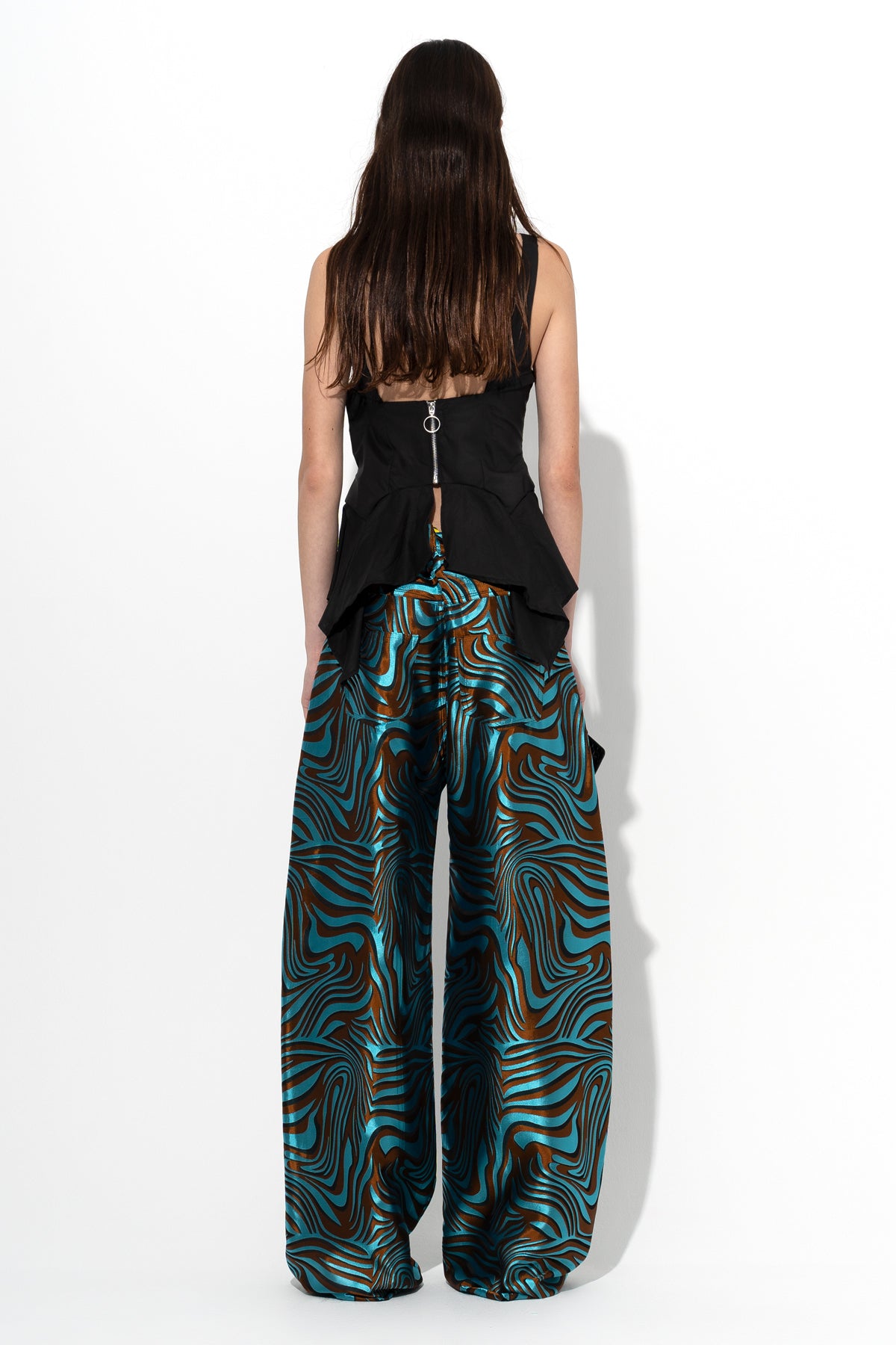 BLUE ZEBRA BROCADE BOYFRIEND TROUSERS marques almeida