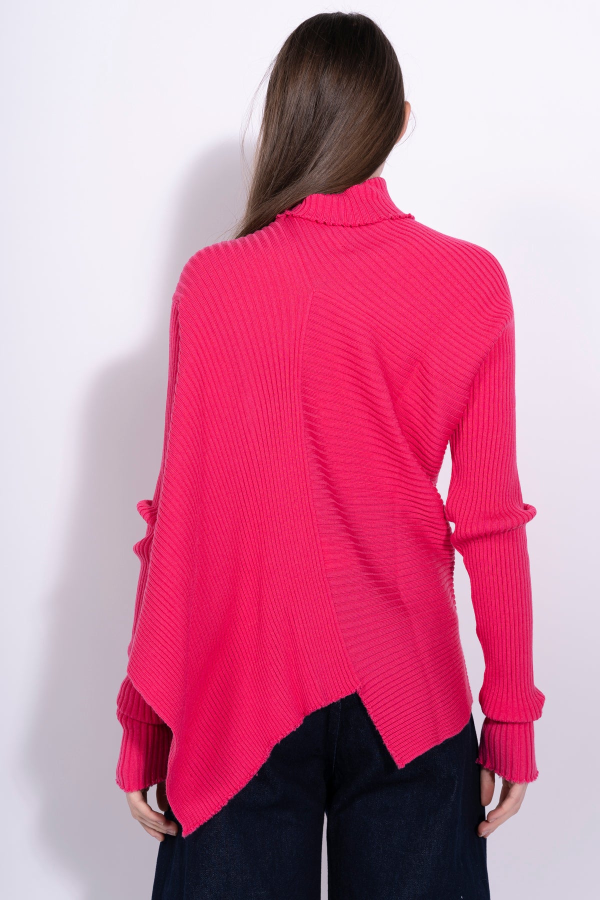 BRIGHT PINK DRAPED JUMPER IN MERINO KNIT MARQUES ALMEIDA