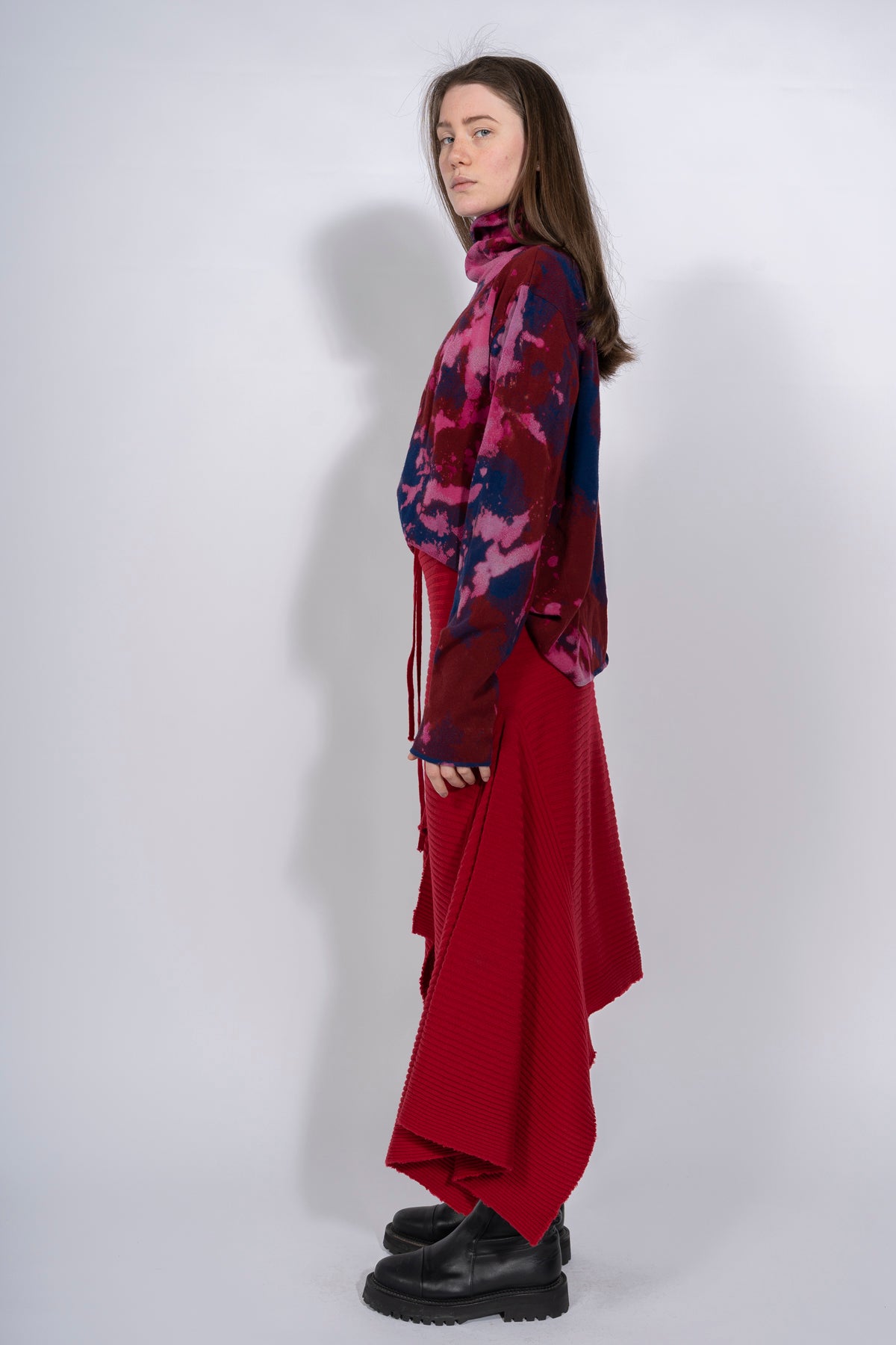 CLASSIC M'A MERINO SKIRT IN RED marques almeida