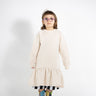CREW NECK GATHERED DRESS IN OFF WHITE ma kids