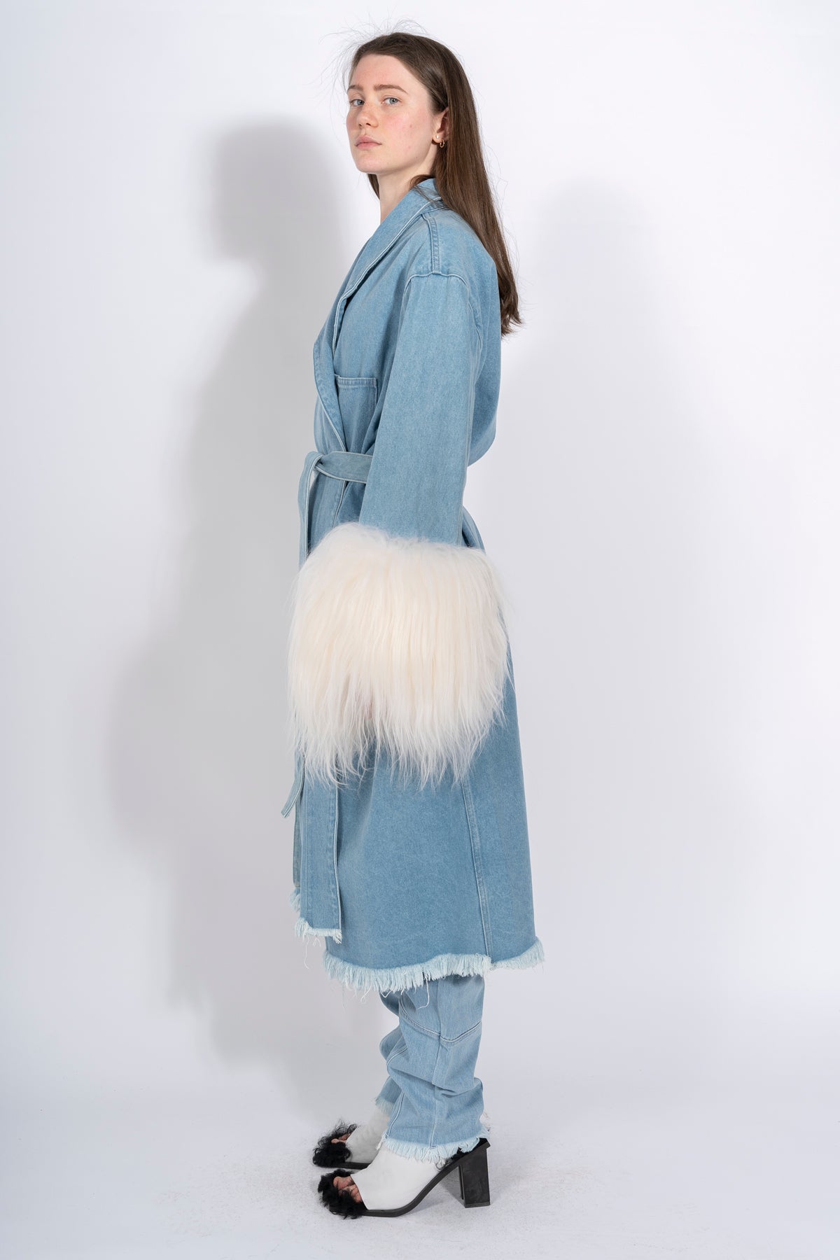 PRE-OWNED/ DRESSING GOWN COAT WITH SHEARLING CUFFS marques almeida