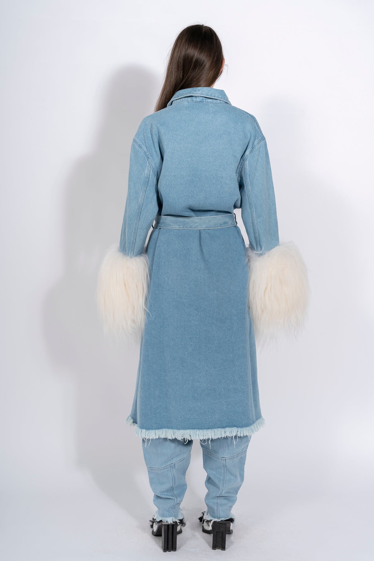 PRE-OWNED/ DRESSING GOWN COAT WITH SHEARLING CUFFS marques almeida