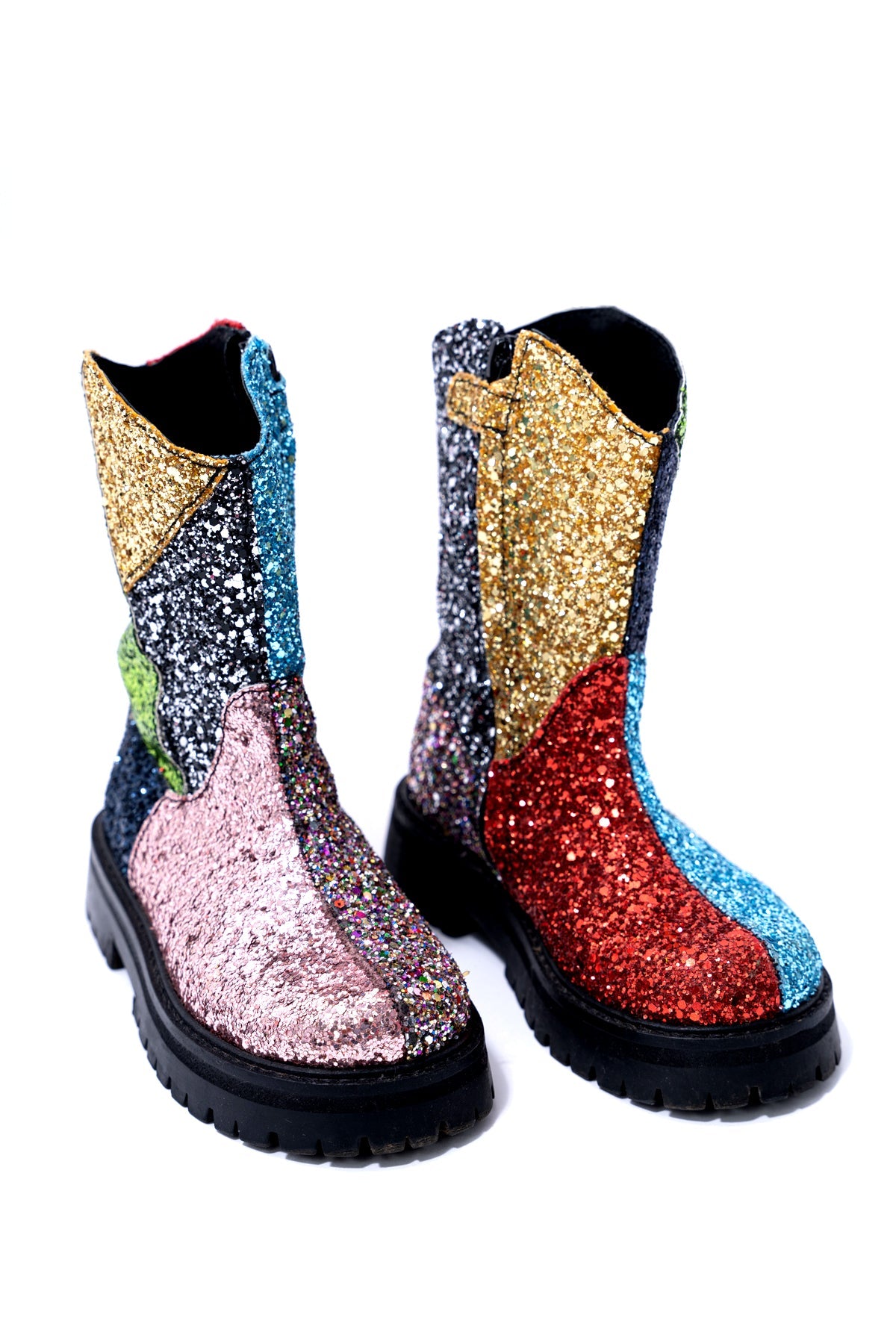 GLITTER LEATHER ANKLE BOOTS ma kids