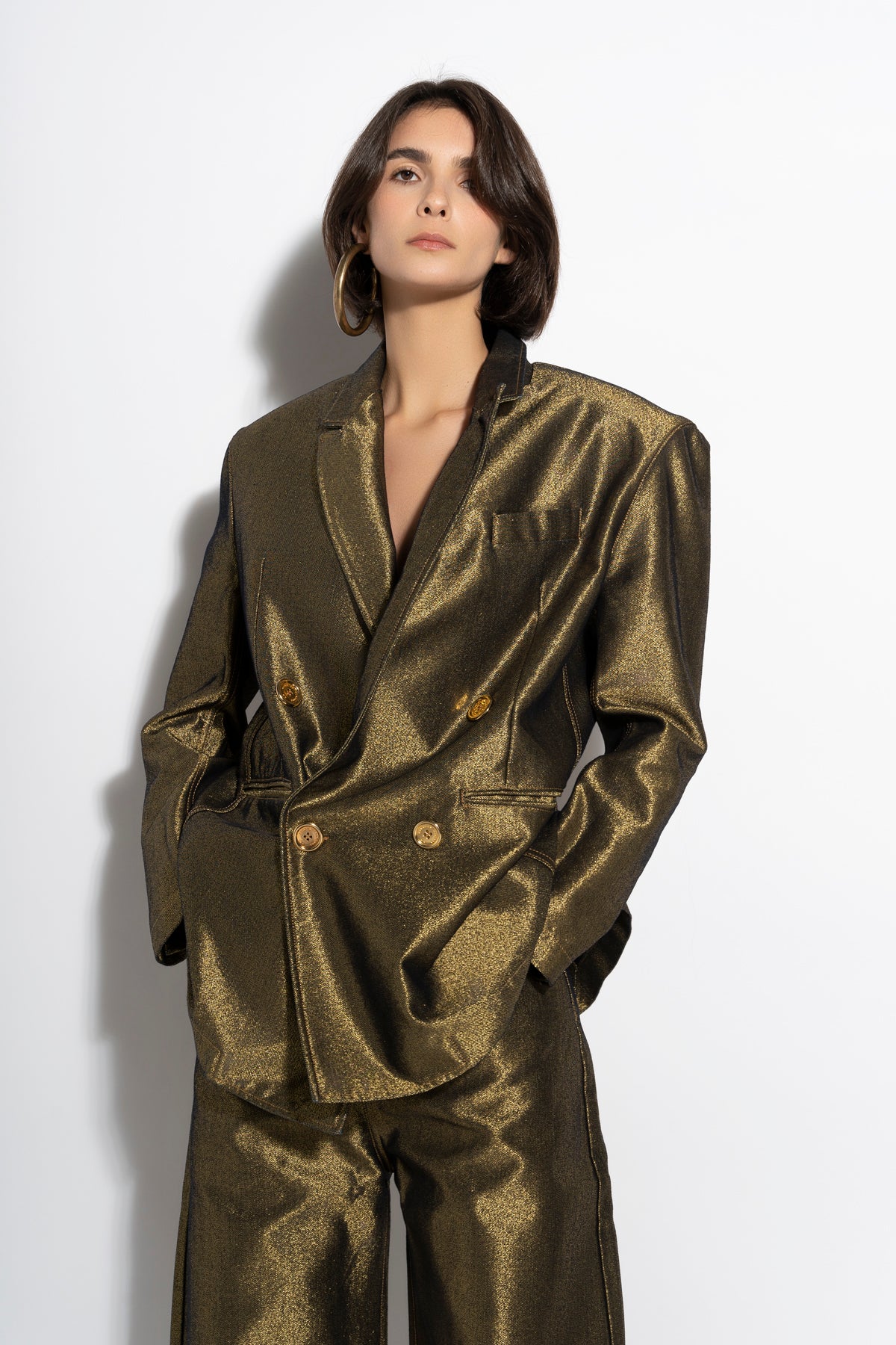 GOLD LUREX OVERSIZED BLAZER marques almeida