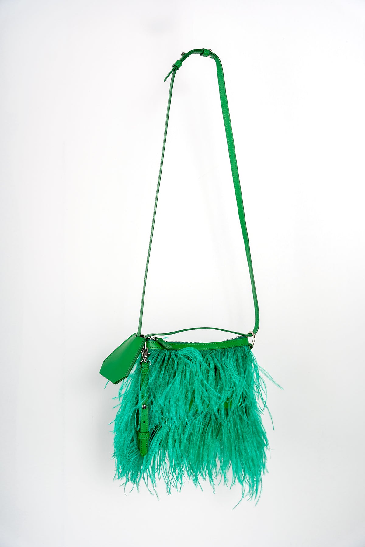 GREEN FEATHER BAG